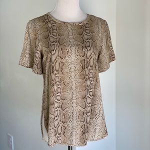 MICHAEL Michael Kors Snake Print Short Sleeve Blouse Top Size XS